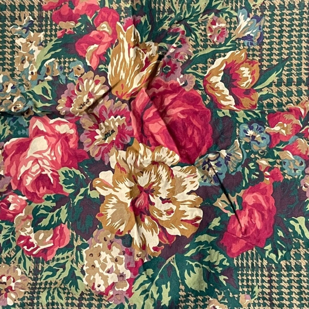 Vintage Ralph Lauren Catherine Dark Deadstock Floral Houndstooth Euro Sham 26in